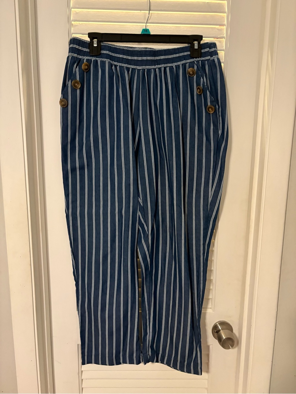 Striped Blue Women’s Casual Pull-On Pants